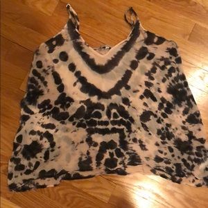 Chiffon pink and black tie dye blouse